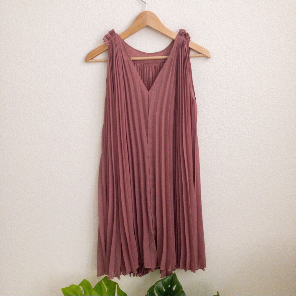 Vero Moda Burlwood Red Pleated Sheer Dress